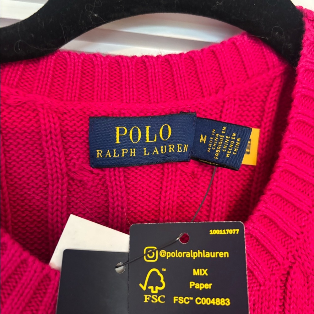 Ralph Lauren Polo Cable Knit Short-Sleeve Sweater – Hot Pink - Picture 3 of 4